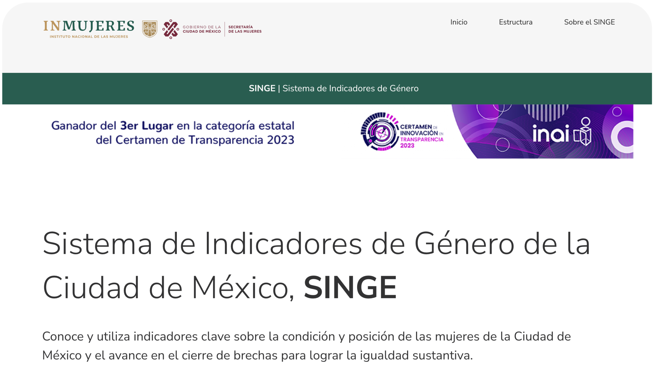 Sistema de Indicadores de Género de la Ciudad de México, SINGE