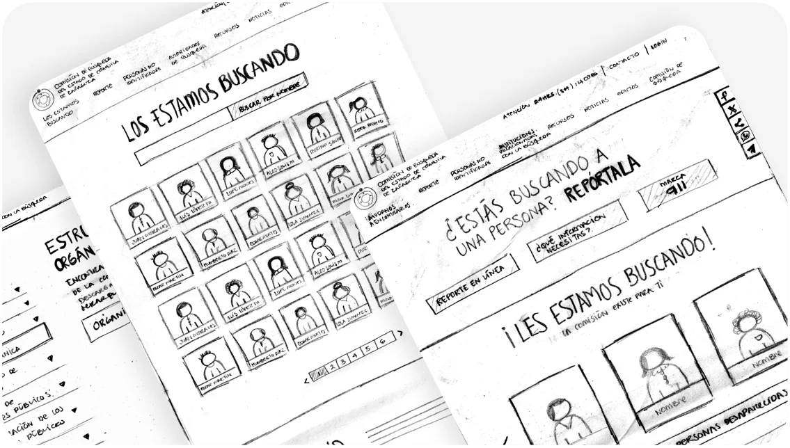 Bocetos del proyecto Comisión de Búsqueda del Estado de Coahuila